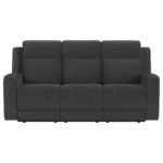 Brentwood Upholstered Motion Reclining Sofa Dark Charcoal by Coaster Furniture