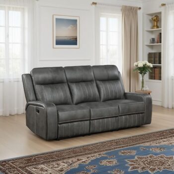 Raelynn Upholstered Track Arm Motion Sofa Gray By Coaster Furniture
