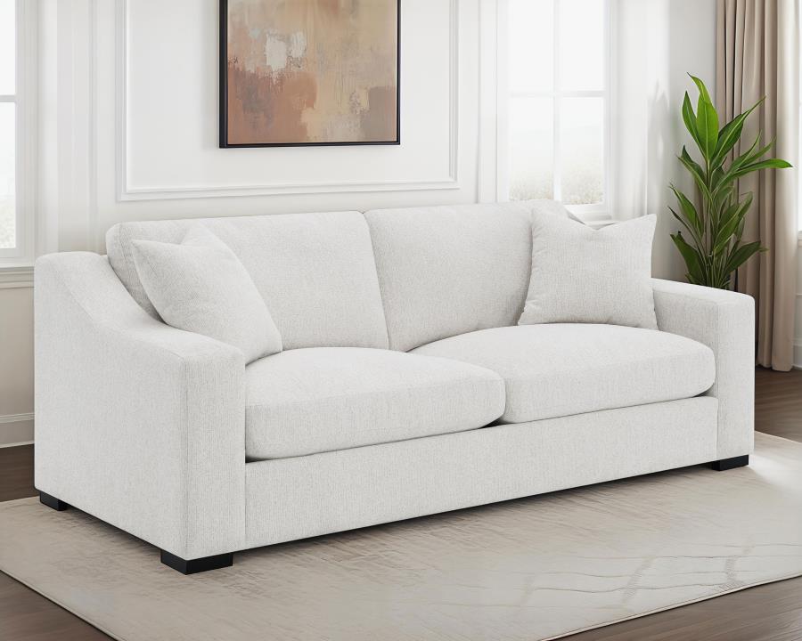 Ashlyn Fabric Upholstered Track Arm Sofa Sand By Coaster Furniture | Mobilia Cleopatra 3 Ashlyn Fabric Upholstered Track Arm Sofa Sand by Coaster Furniture
