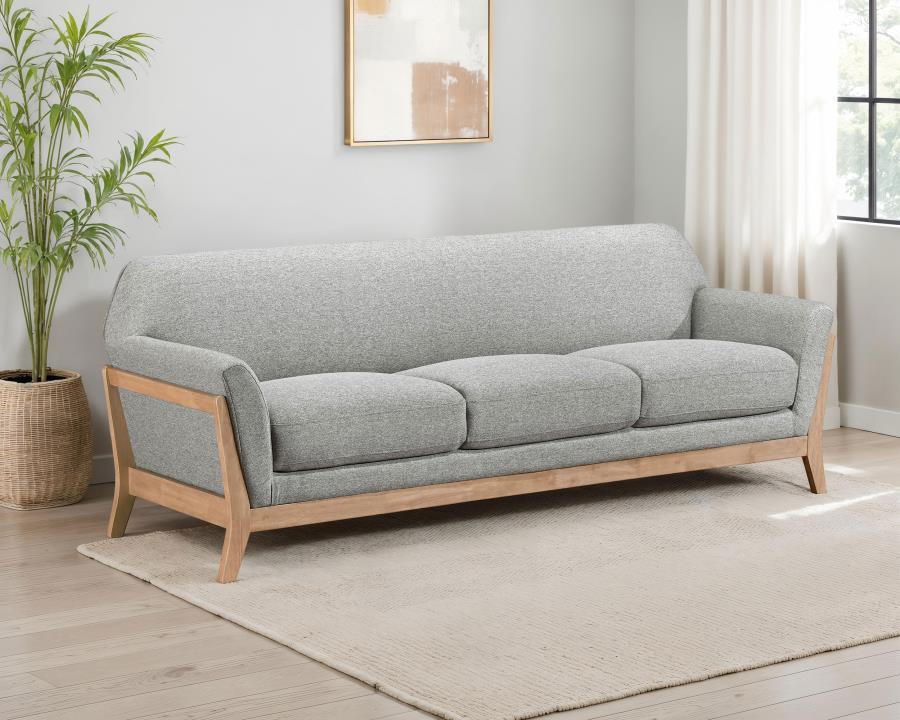 Vaughn Retro Wood Frame Grey Sofa By Coaster Furniture | Mobilia Cleopatra 3 Vaughn Retro Wood Frame Grey Sofa by Coaster Furniture
