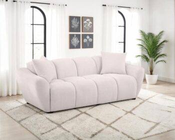 Destino Chenille Upholstered Splayed Arm Sofa Greige By Coaster Furniture