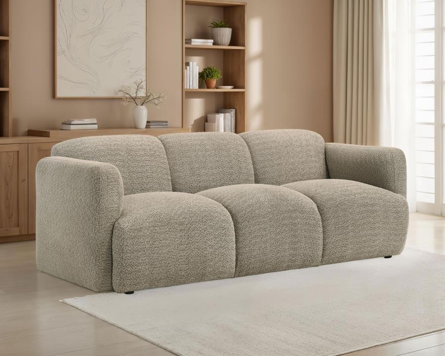 Dorset Sculptural Brown Three-Seat Sofa By Coaster Furniture | Mobilia Cleopatra 3 Dorset Sculptural Brown Three-Seat Sofa by Coaster Furniture
