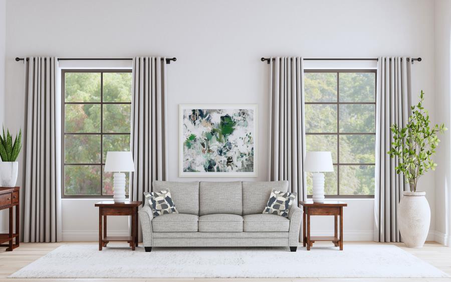 Tomkins Modern Gray Bouclé Sofa By Coaster Furniture | Mobilia Cleopatra 3 Tomkins Modern Gray Bouclé Sofa by Coaster Furniture