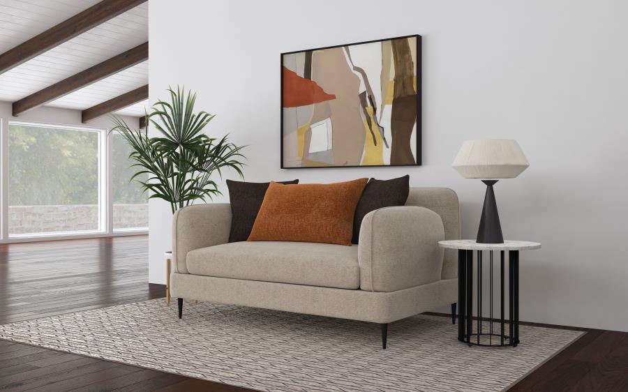 Jade Chenille Upholstered Sculpted Track Arm Loveseat Latte By Coaster Furniture | Mobilia Cleopatra 3 Jade Chenille Upholstered Sculpted Track Arm Loveseat Latte by Coaster Furniture