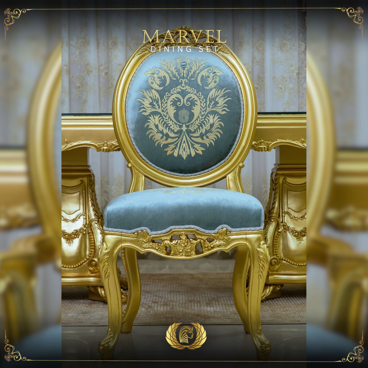 Handmade Gold Marvel Side Chair | Mobilia Cleopatra 3 Marvel side chair