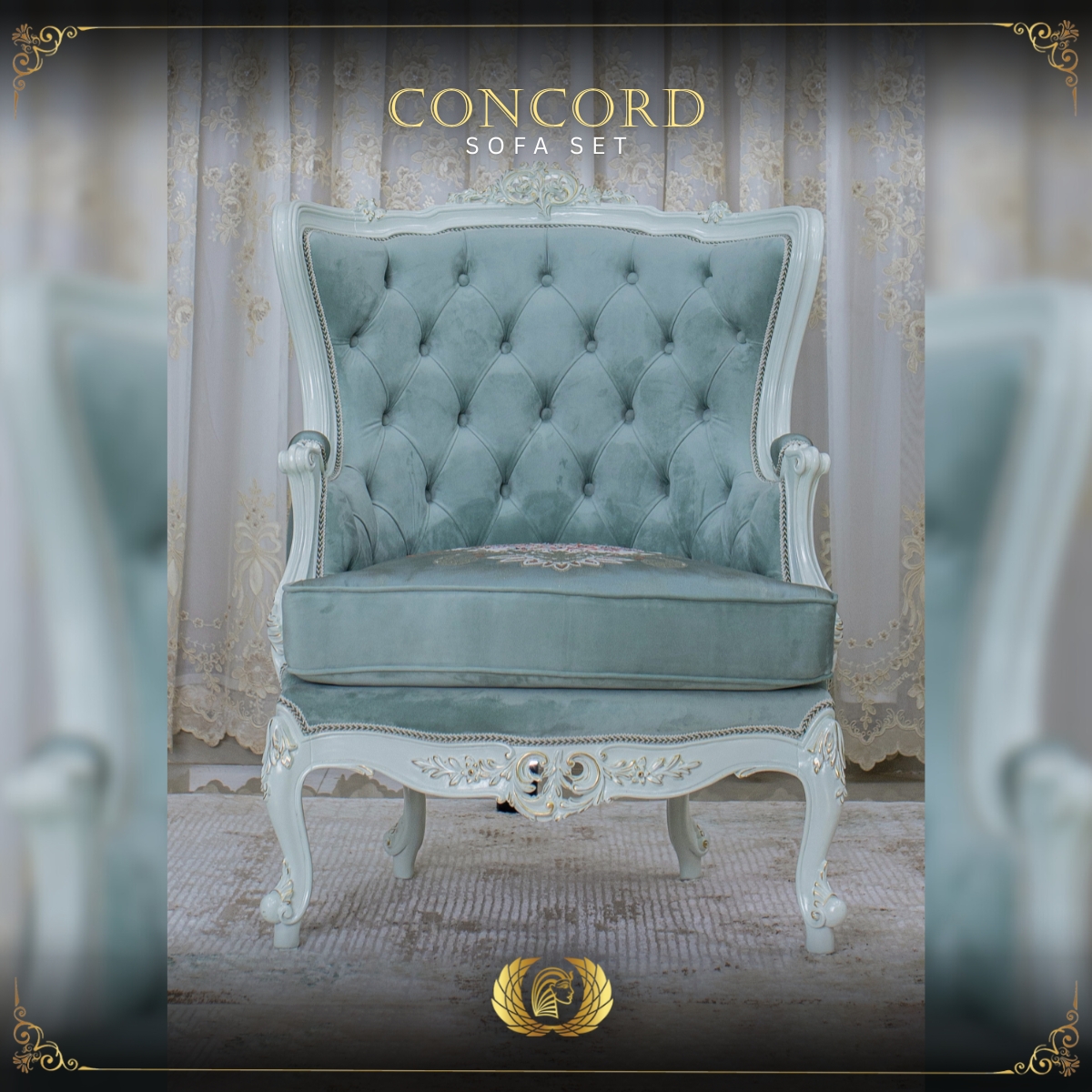 Handmade Pearl Mint Green Concord Chair 1 | Mobilia Cleopatra 3 Concord Chair 1