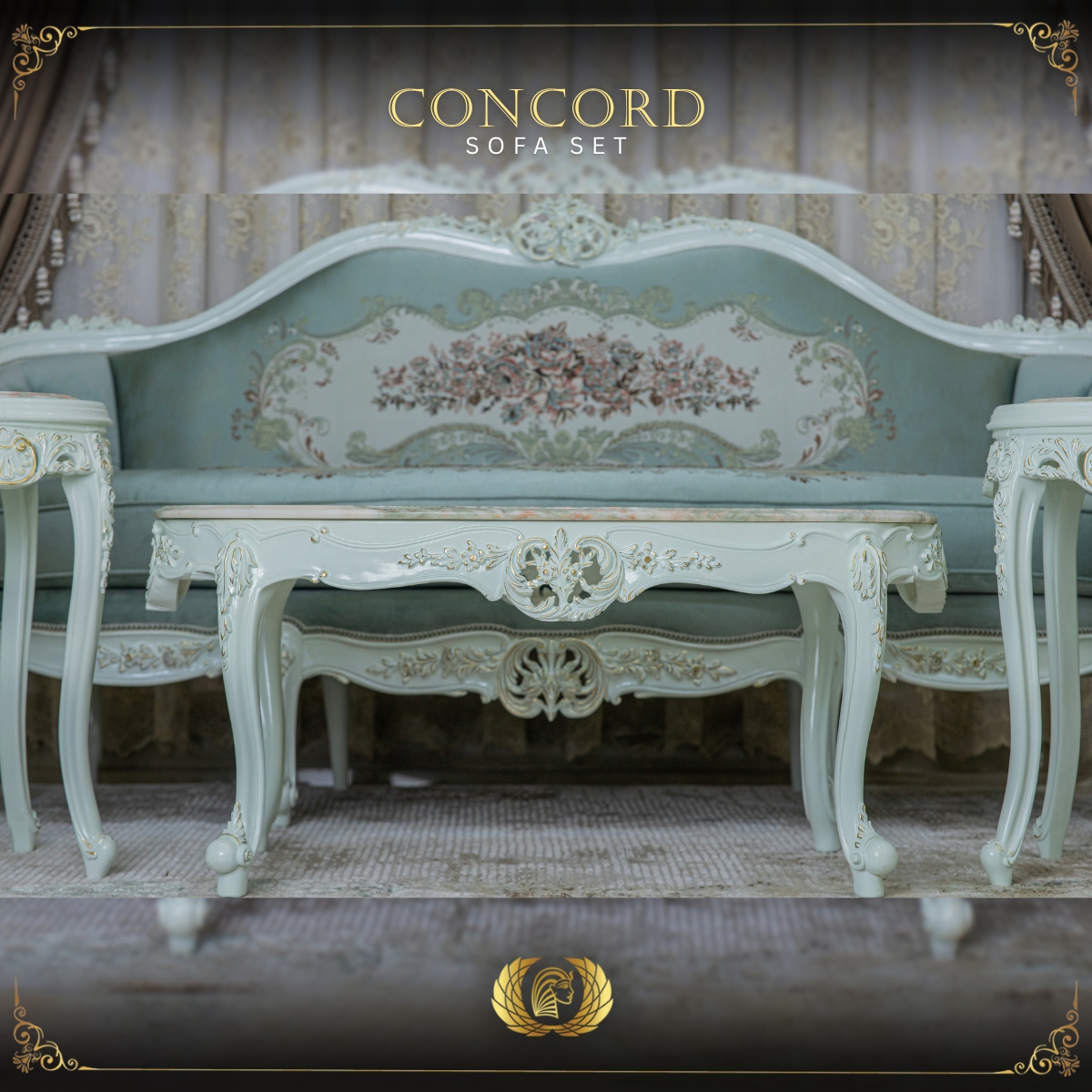 Handmade Pearl Mint Green Concord Coffee Table | Mobilia Cleopatra 3 Concord coffee table