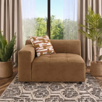 Zoey Modular - RF Arm Chair with Pillow in Chocolate Suede