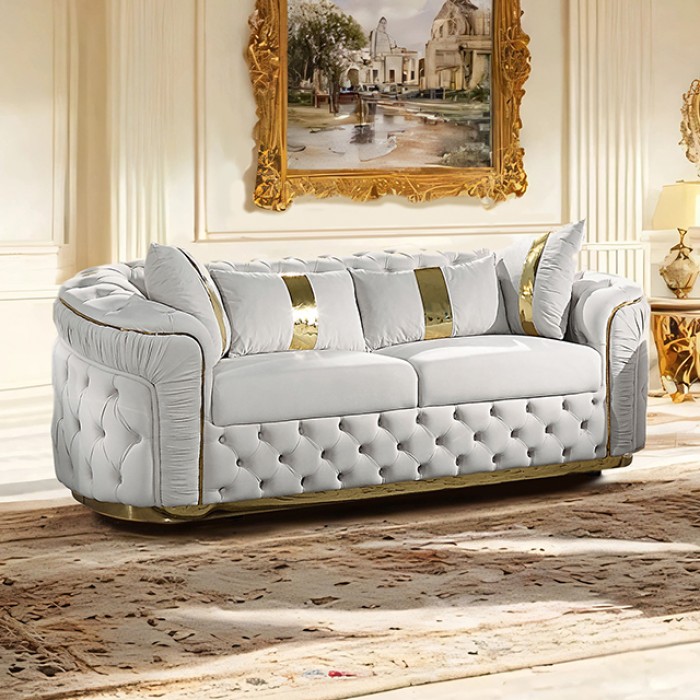 Adelpha Sofa Glam Beige Sofa Fm67002Bg-Sf By Furniture Of America | Mobilia Cleopatra 3 Adelpha Glam Beige Sofa
