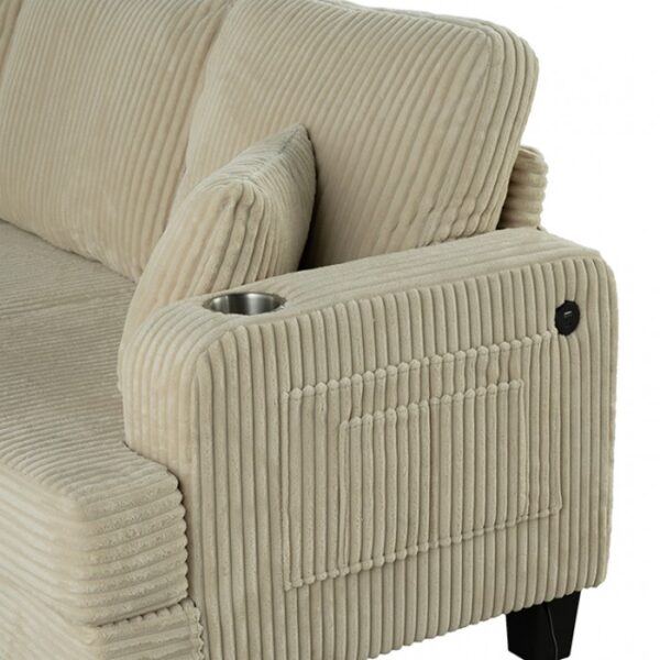 Moretaine Beige Corduroy Sofa SL6932BG-SF-PK by Furniture of America - Image 3