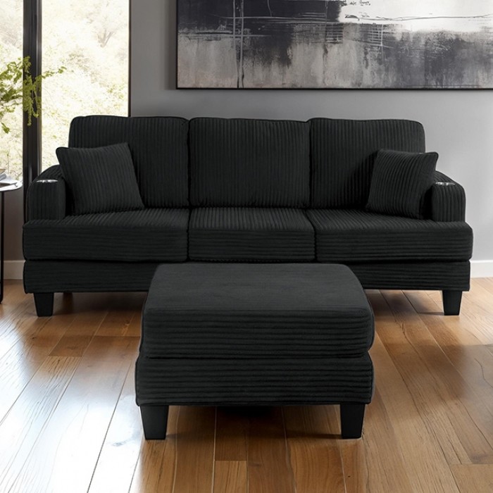 Moretaine Contemporary Black Sofa Sl6932Bk-Sf-Pk By Furniture Of America | Mobilia Cleopatra 3 Moretaine Contemporary Black Sofa by Furniture of America