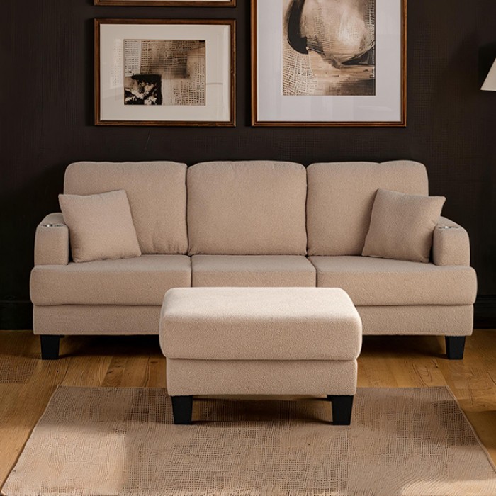 Cinderford Sl6936Bg-Sf-Pk Contemporary Beige Sofa By Furniture Of America | Mobilia Cleopatra 3 Cinderford Contemporary Beige Sofa by Furniture of America