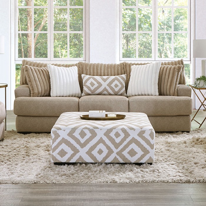 Loughlin Sofa Light Brown Chenille Sofa Sm5193-Sf By Furniture Of America | Mobilia Cleopatra 3 Loughlin Sofa Light Brown Chenille Sofa SM5193-SF By Furniture of America