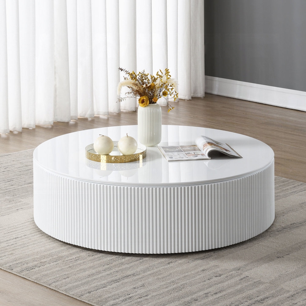 Dyllan White High Gloss Round Coffee Table Lv03135 By Acme | Mobilia Cleopatra 3 Dyllan White High Gloss Round Coffee Table