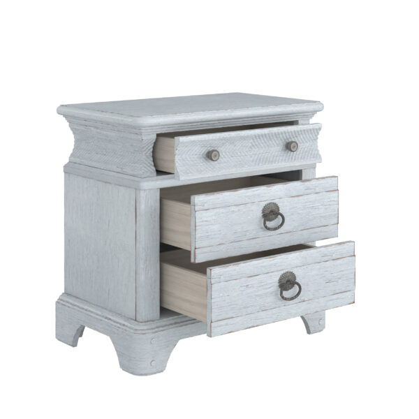Summer Creek Shutter Blue Nightstand 3 Drawer By Art Furniture - Image 2