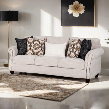 Earley Light Gray Sofa – Transitional Elegance with Nailhead Trim and Plush Comfort