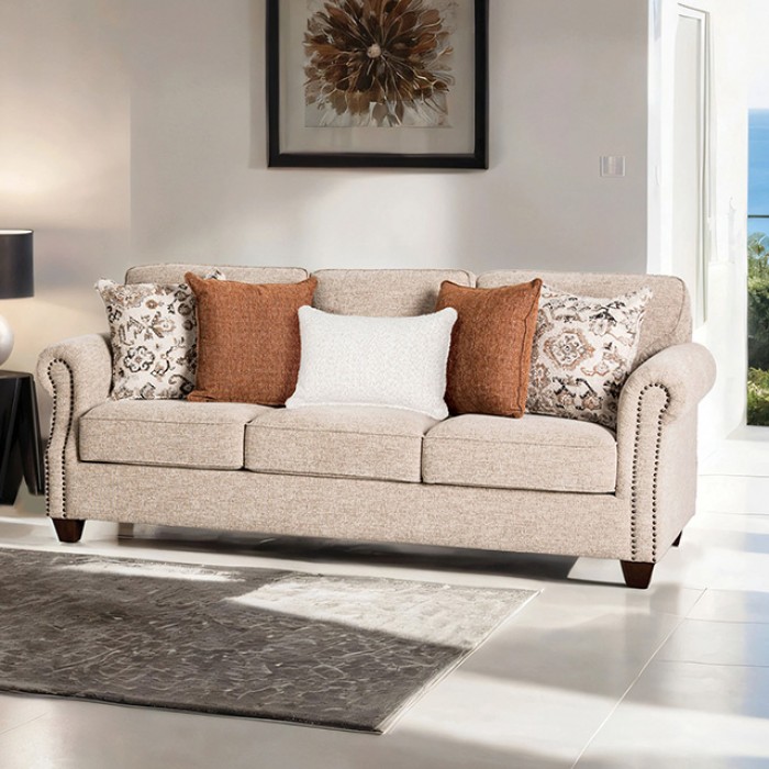 Buckhurst Transitional Taupe Sofa Fm61110Tp-Sf By Furniture Of America | Mobilia Cleopatra 3 Buckhurst Sofa Transitional Taupe Sofa FM61110TP-SF by Furniture of America