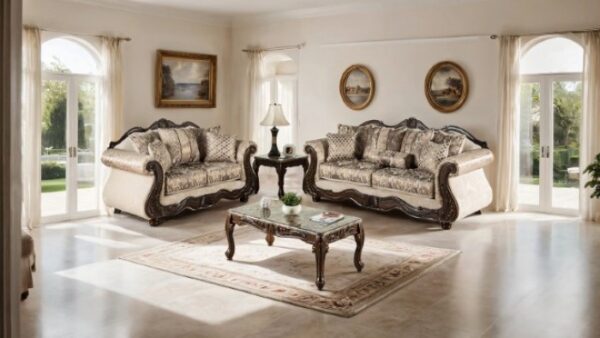 Andalusia Traditional Light Brown and Dark Cherry Sofa SM6450-SF by Furniture of America - Image 2