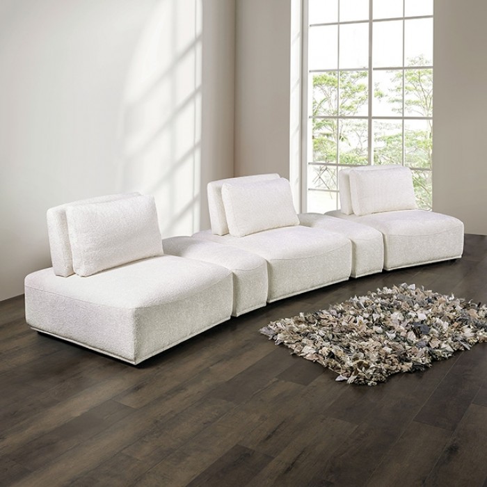 Stavanger Curved 3-Seater Sofa In White Bouclé Fm63001Wh-G By Furniture Of America | Mobilia Cleopatra 3 Stavanger Curved 3-Seater Sofa in White Bouclé FM63001WH-G