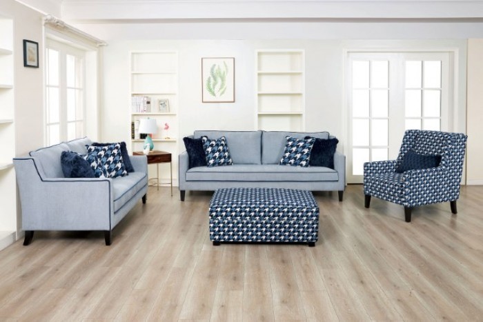 Colindale Ottoman In Gray/Blue Fm61111Bl-Ot-Pt By Furniture Of America | Mobilia Cleopatra 3 Colindale Ottoman in Gray/Blue by Furniture of America