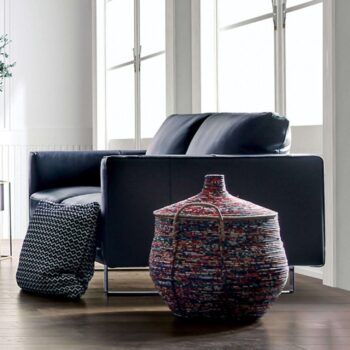 Mezzanotte Loveseat in Midnight Blue Italian Leather FM90000-LV-PK by Furniture of America
