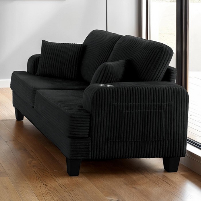 Moretaine Black Loveseat Sl6932Bk-Lv-Pk By Furniture Of America | Mobilia Cleopatra 3 Moretaine Black Loveseat by Furniture of America
