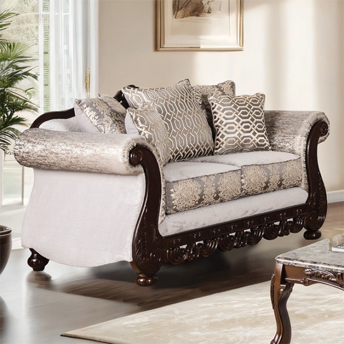 Catalonia Traditional Beige Loveseat By Furniture Of America | Mobilia Cleopatra 3 Traditional Beige Loveseat