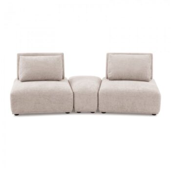 Stavanger Curved 2-Seater with Ottoman in Light Brown