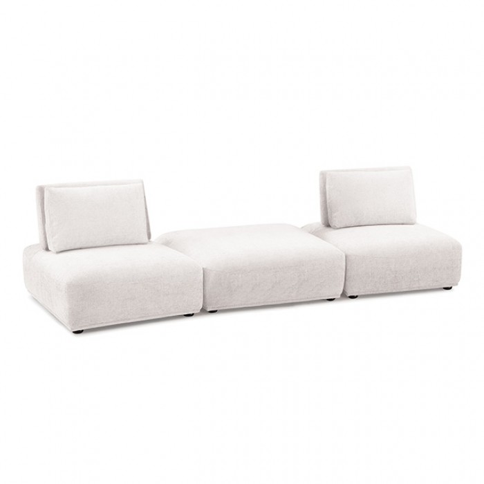Stavanger 2-Seater With Square Ottoman In White Boucle Fm63001Wh-C By Furniture Of America | Mobilia Cleopatra 3 Stavanger 2-Seater with Square Ottoman in White Boucle FM63001WH-C by Furniture of America
