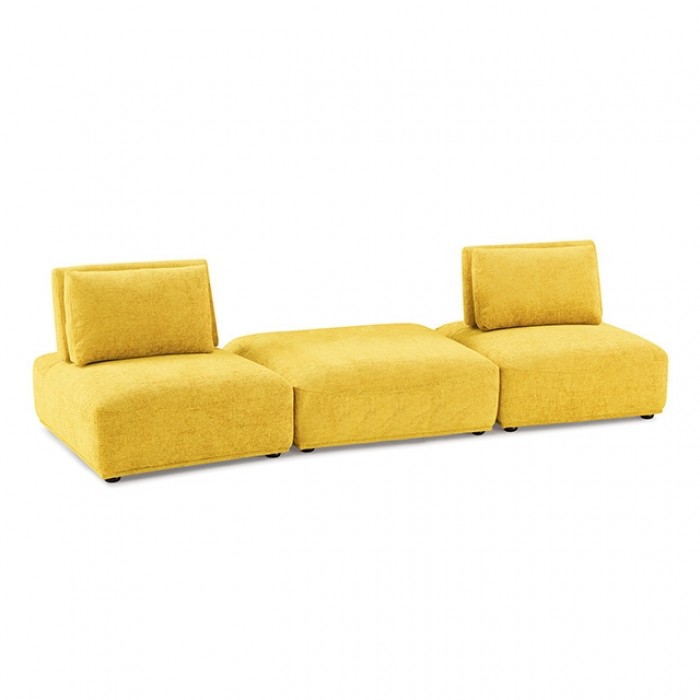 Stavanger 2-Seater With Square Ottoman In Yellow Chenille Fm63001Yl-C By Furniture Of America | Mobilia Cleopatra 3 Stavanger 2-Seater with Square Ottoman in Yellow Chenille FM63001YL-C by Furniture of America