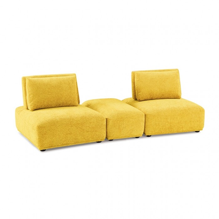 Stavanger 2-Seater With Rectangular Ottoman In Yellow Chenille Fm63001Yl-E By Furniture Of America | Mobilia Cleopatra 3 Stavanger 2-Seater with Rectangular Ottoman in Yellow Chenille FM63001YL-E by Furniture of America