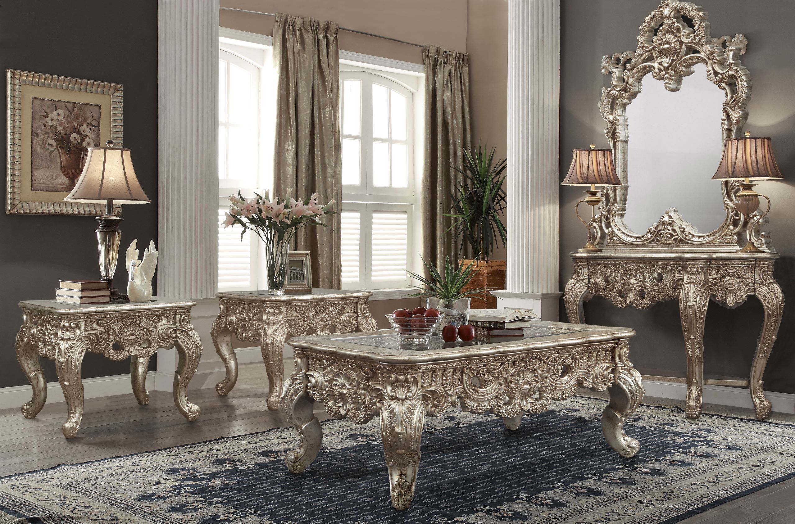 Hd-998Ch – 3 Pc Coffee Table Set By Homey Design | Mobilia Cleopatra 3 HD-998CH – 3 pc Coffee Table Set