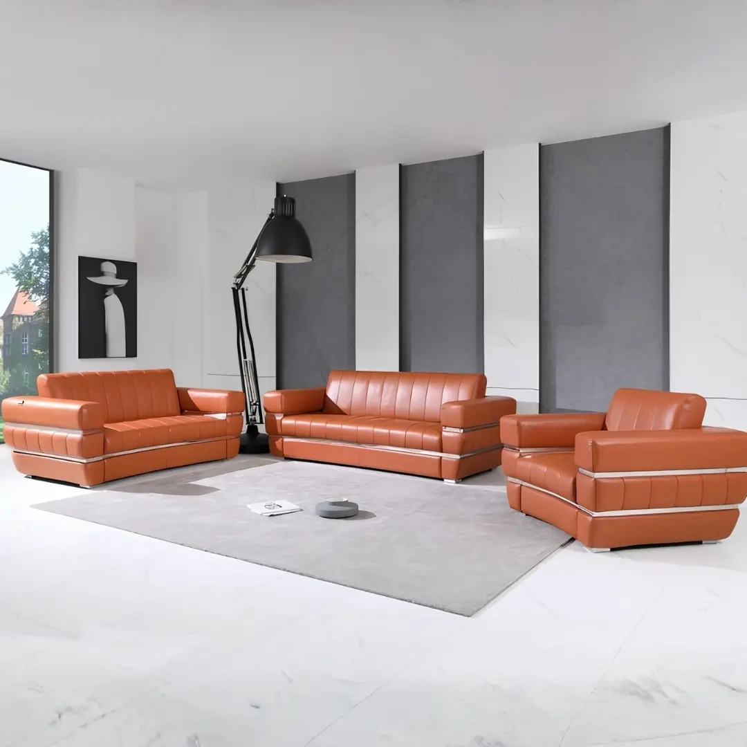 904 Top Grain Italian Leather Sofa Set By Gu Furniture | Mobilia Cleopatra 3 904 Top Grain Italian Leather Sofa Set By Gu Furniture - Image 1
