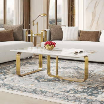 Gold and Glass Coffee Table HD-3156