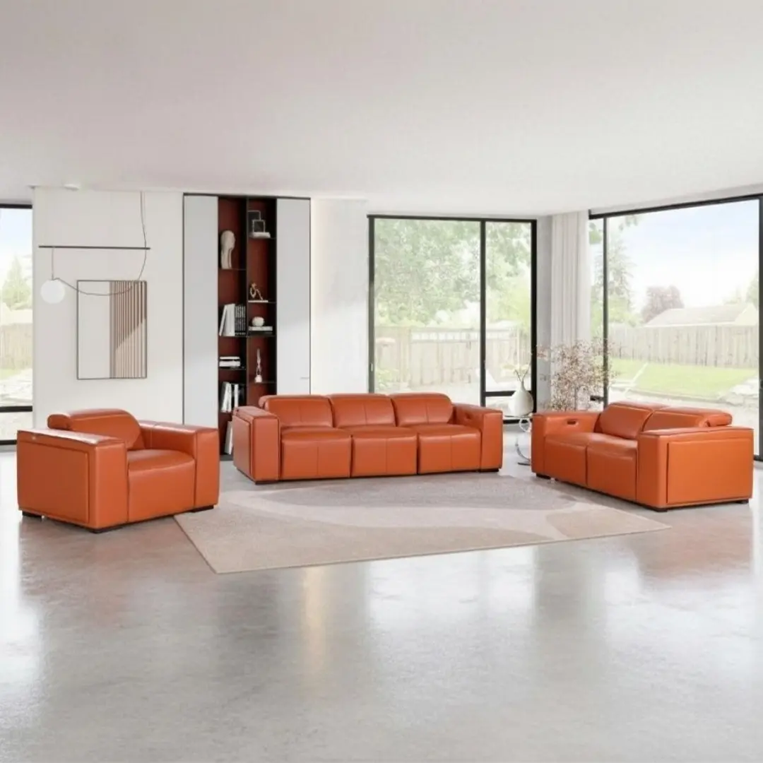 1224 Top Grain Italian Leather Sofa Set By Gu Furniture | Mobilia Cleopatra 3 1224 Top Grain Italian Leather Sofa Set By Gu Furniture - Image 1