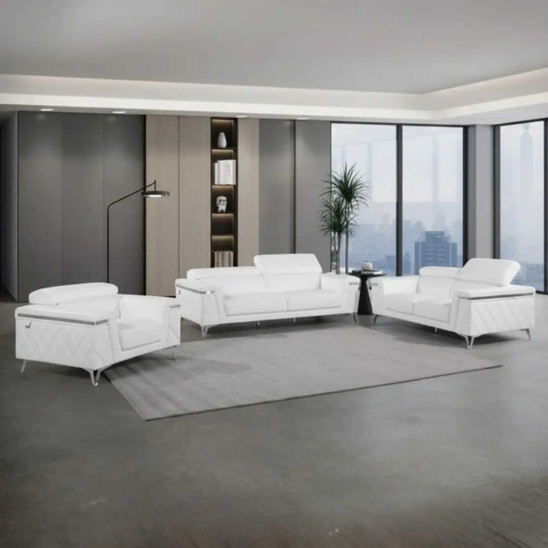 1140 Top Grain Italian Leather Sofa Set By Gu Furniture | Mobilia Cleopatra 3 1140 Top Grain Italian Leather Sofa Set By Gu Furniture - Image 1