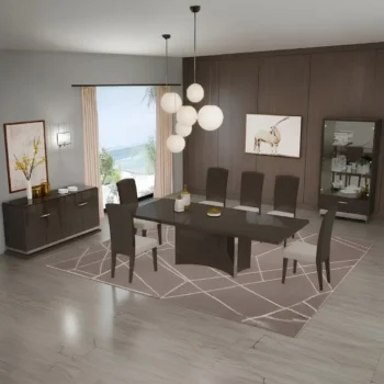 D845 High Gloss Dark Gray Dining Set By Gu Furniture