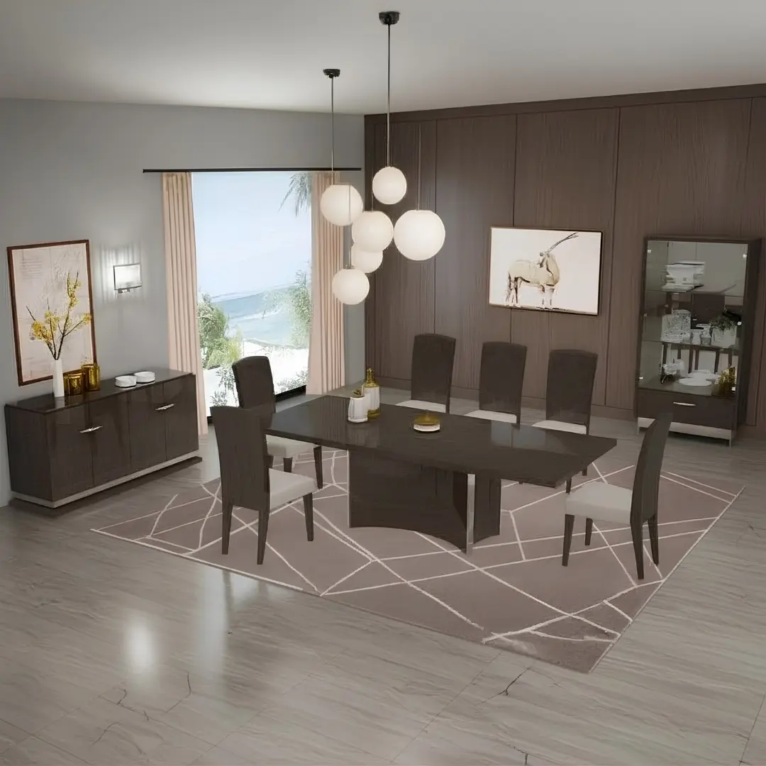 D845 High Gloss Dark Gray Dining Set By Gu Furniture | Mobilia Cleopatra 3 D845 High Gloss Dark Gray Dining Set By Gu Furniture - Image 1