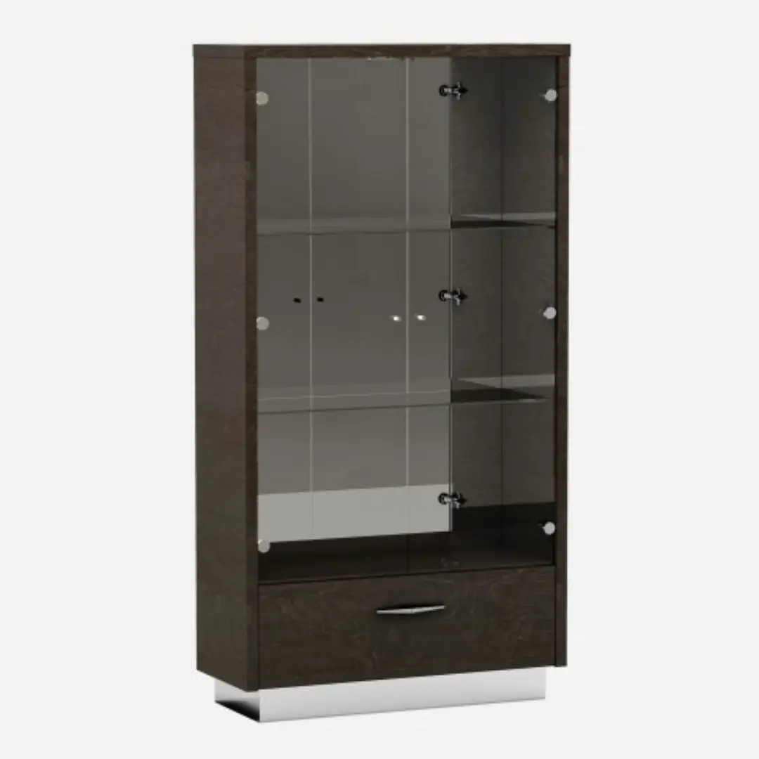 D845 High Gloss Dark Gray Vetrina By Gu Furniture | Mobilia Cleopatra 3 D845 High Gloss Dark Gray Vetrina By Gu Furniture - Image 1