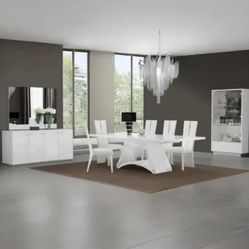 D313 High Gloss White Dining Set By Gu Furniture