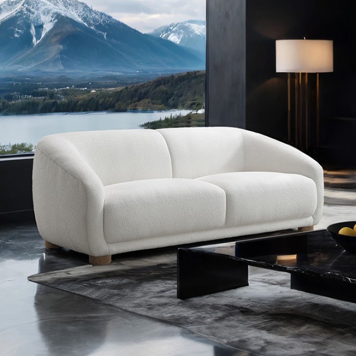 Kolvere Loveseat In White Boucle – Fm61006Wh-Lv By Furniture Of America | Mobilia Cleopatra 3 Kolvere Loveseat in White Boucle – FM61006WH-LV by Furniture of America