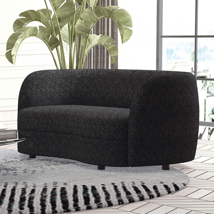 Versoix Loveseat In Black Boucle – Fm61003Bk-Lv By Furniture Of America | Mobilia Cleopatra 3 Versoix Loveseat in Black Boucle – FM61003BK-LV by Furniture of America