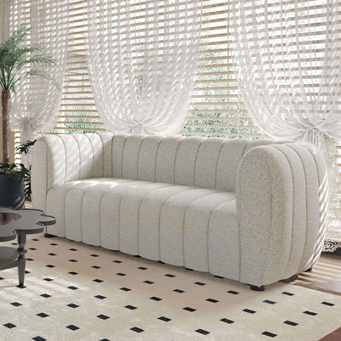 Aversa Loveseat In Off-White Boucle – Fm61002Wh-Lv By Furniture Of America | Mobilia Cleopatra 3 Aversa Loveseat in Off-White Boucle – FM61002WH-LV by Furniture of America