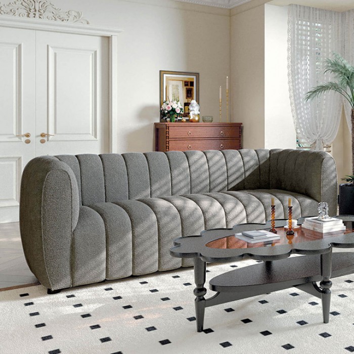 Aversa Sofa In Charcoal Gray Boucle – Fm61002Gy-Sf By Furniture Of America | Mobilia Cleopatra 3 Aversa Sofa in Charcoal Gray Boucle – FM61002GY-SF by Furniture of America