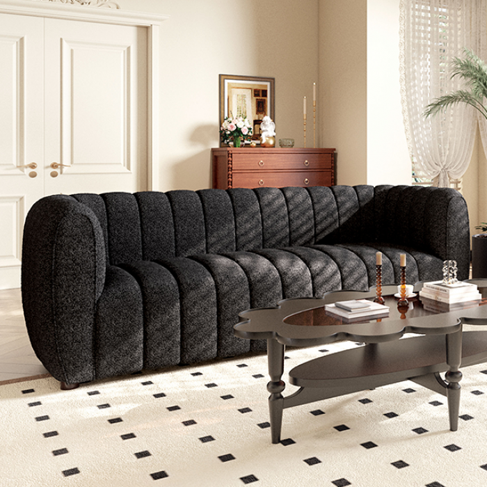 Aversa Sofa In Black Boucle – Fm61002Bk-Sf By Furniture Of America | Mobilia Cleopatra 3 Aversa Sofa in Black Boucle – FM61002BK-SF by Furniture of America