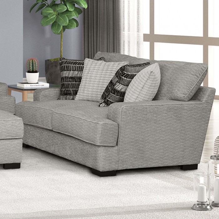 Ardenfold Loveseat In Gray Fabric – Fm64201Gy-Lv By Furniture Of America | Mobilia Cleopatra 3 Ardenfold Loveseat in Gray Fabric – FM64201GY-LV by Furniture of America