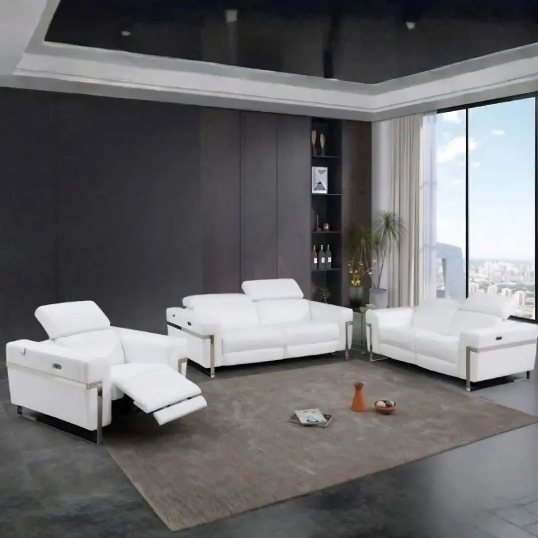 990 Genuine Leather Sofa Set With Power Recliners By Gu Furniture | Mobilia Cleopatra 3 990 Genuine leather Sofa Set With Power Recliners By Gu Furniture - Image 1