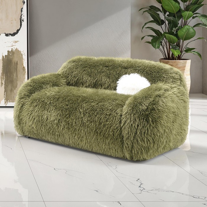 Darwen Loveseat In Green Faux Fur – Fm64006Gr-Lv By Furniture Of America | Mobilia Cleopatra 3 Darwen Loveseat in Green Faux Fur – FM64006GR-LV by Furniture of America