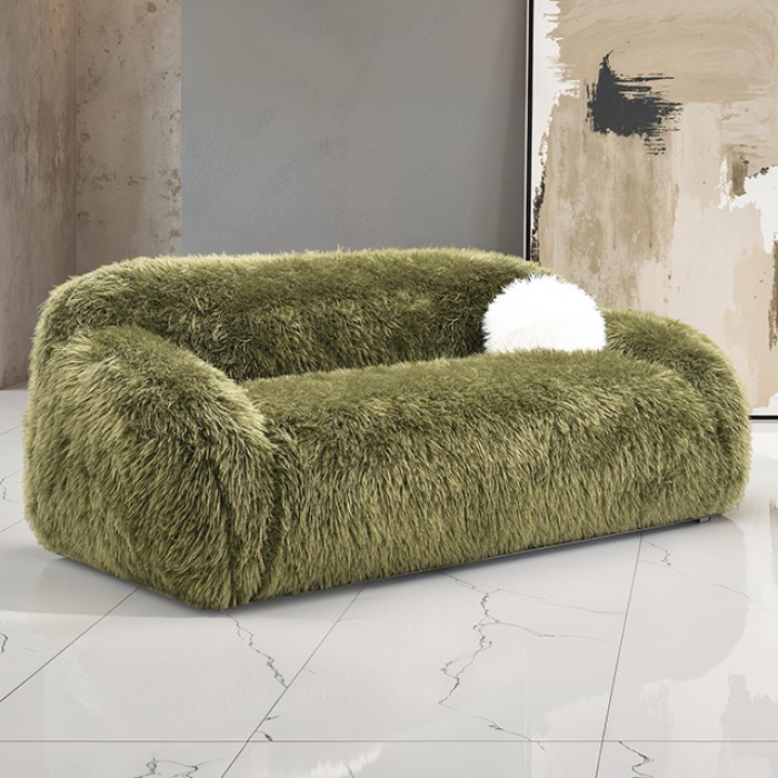 Darwen Sofa In Green Faux Fur – Fm64006Gr-Sf By Furniture Of America | Mobilia Cleopatra 3 Darwen Sofa in Green Faux Fur – FM64006GR-SF by Furniture of America