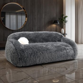 Darwen Sofa in Dark Gray Faux Fur – FM64006DG-SF